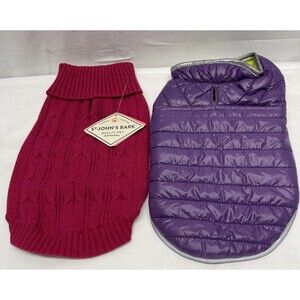 Set of 2 Dog Vest Jacket Winter Warm Clothes Padded Puppy Coat Small Sweater NEW